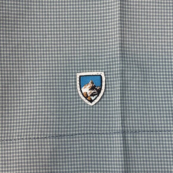 Kuhl Men's Stealth Light Teal Plaid Short Sleeve Snap Lightweight Shirt - M - Picture 6 of 13